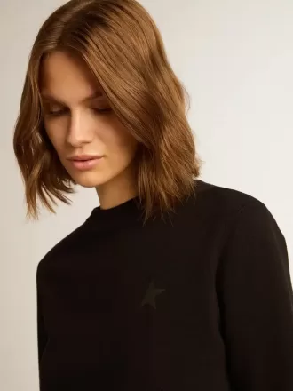 Felpa nera Athena Star Collection con stella tono su tono sul davanti