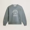 Felpa oversize in azzurro con finitura effetto consumato