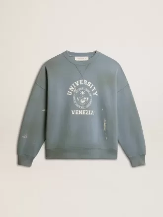 Felpa oversize in azzurro con finitura effetto consumato Felpa oversize in azzurro con finitura effetto consumato