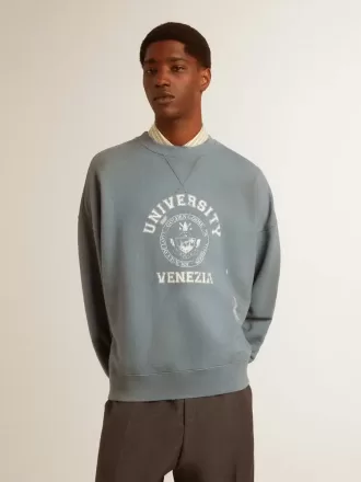 Felpa oversize in azzurro con finitura effetto consumato Felpa oversize in azzurro con finitura effetto consumato
