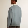 Felpa oversize in azzurro con finitura effetto consumato