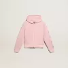 Felpa rosa con cappuccio e stelle glitterate argento Felpa rosa con cappuccio e stelle glitterate argento