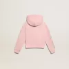 Felpa rosa con cappuccio e stelle glitterate argento Felpa rosa con cappuccio e stelle glitterate argento