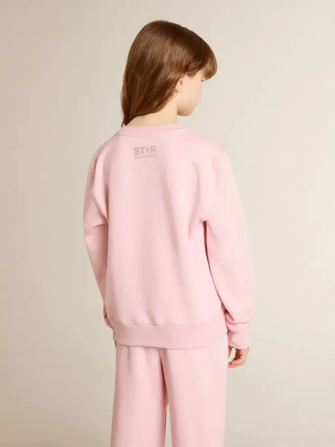 Felpa rosa con maxi stella in glitter argento sul davanti Felpa rosa con maxi stella in glitter argento sul davanti