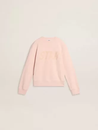 Felpa rosa da bambina con scritta rosa sul davanti