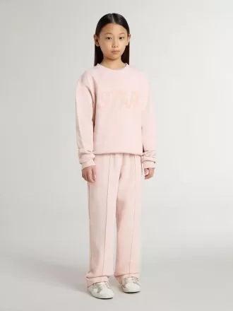 Felpa rosa da bambina con scritta rosa sul davanti