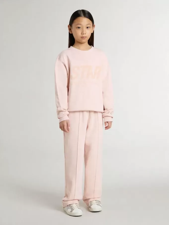 Felpa rosa da bambina con scritta rosa sul davanti Felpa rosa da bambina con scritta rosa sul davanti