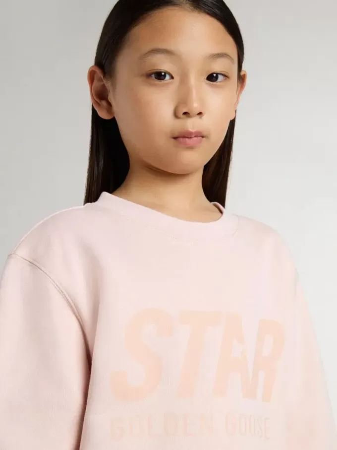 Felpa rosa da bambina con scritta rosa sul davanti Felpa rosa da bambina con scritta rosa sul davanti