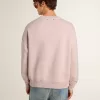 Felpa unisex girocollo color rosa antico con stampa logo verde