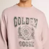Felpa unisex girocollo color rosa antico con stampa logo verde