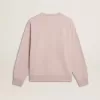 Felpa unisex girocollo color rosa antico con stampa logo verde
