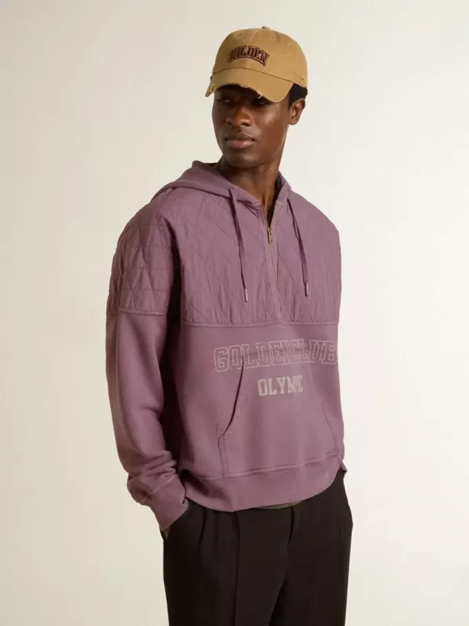 Felpa unisex in cotone color malva con stampa sul davanti Felpa unisex in cotone color malva con stampa sul davanti