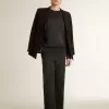 Felpa unisex in cotone nero consumato con ricamo del logo