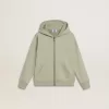 Felpa verde chiaro con chiusura zip