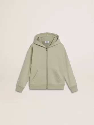 Felpa verde chiaro con chiusura zip