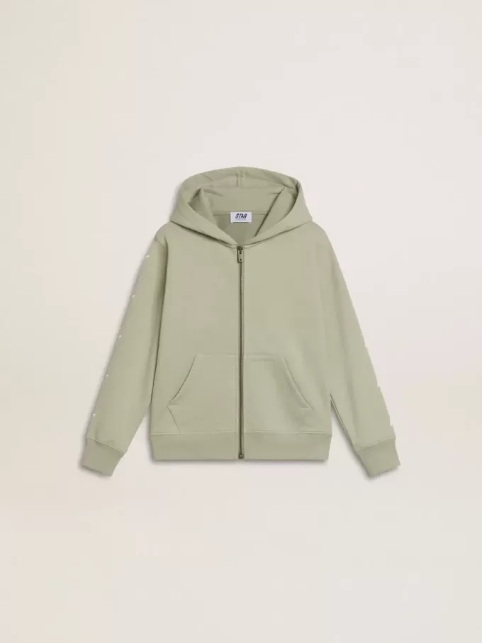 Felpa verde chiaro con chiusura zip
