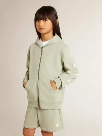 Felpa verde chiaro con chiusura zip