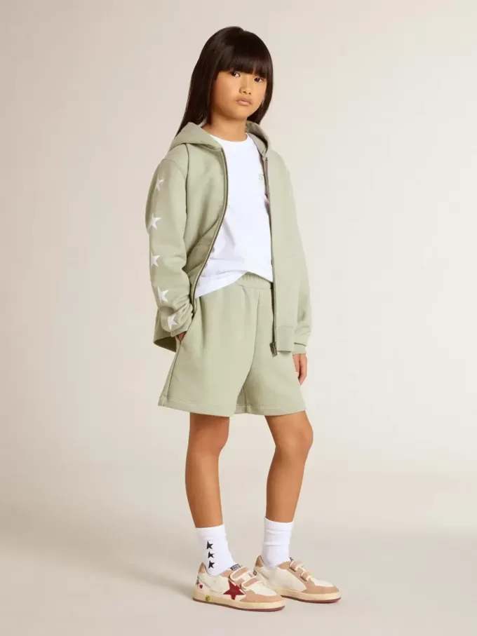 Felpa verde chiaro con chiusura zip