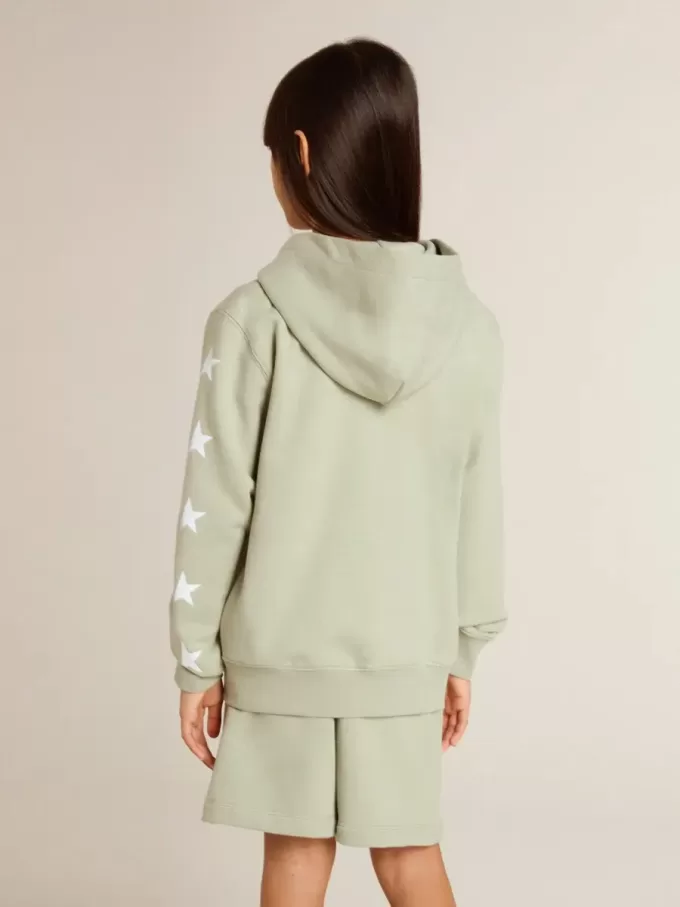 Felpa verde chiaro con chiusura zip