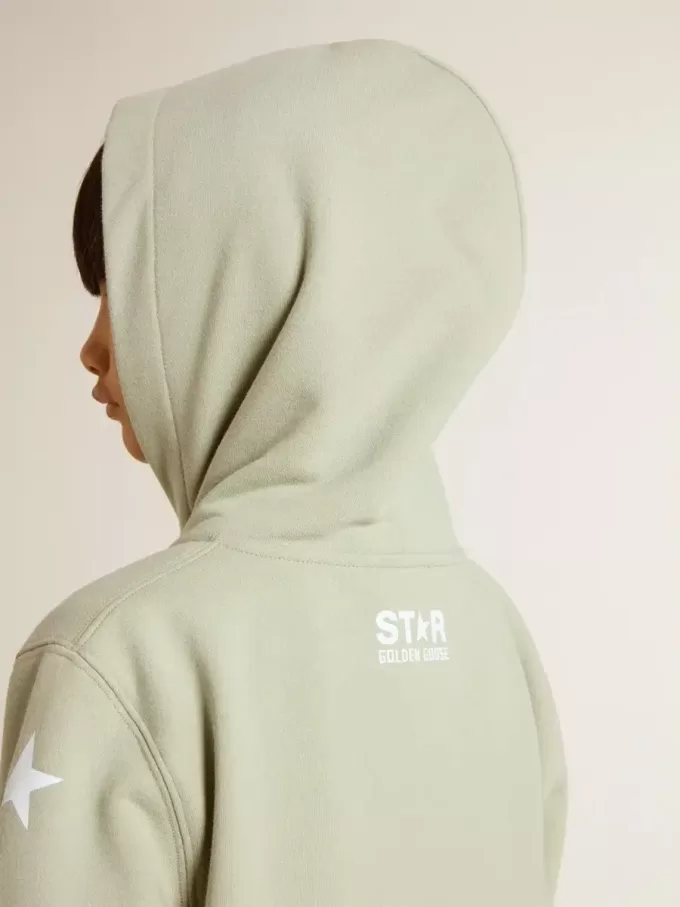 Felpa verde chiaro con chiusura zip