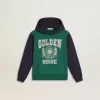 Felpa verde e blu con cappuccio e stampa per bambino Felpa verde e blu con cappuccio e stampa per bambino