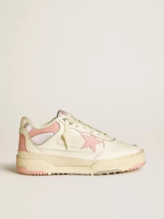 Forty2 da donna con stella rosa e linguetta del tallone in pelle bianca