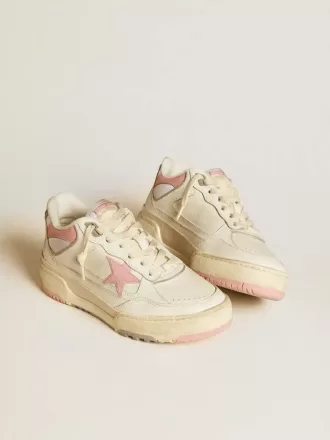 Forty2 da donna con stella rosa e linguetta del tallone in pelle bianca