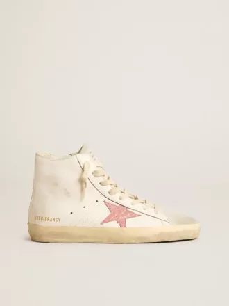Francy in nappa color crema con stella in pelle rosa stampa coccodrillo