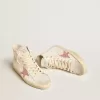 Francy in nappa color crema con stella in pelle rosa stampa coccodrillo Francy in nappa color crema con stella in pelle rosa stampa coccodrillo