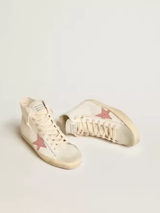 Francy in nappa color crema con stella in pelle rosa stampa coccodrillo