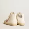 Francy in nappa color crema con stella in pelle rosa stampa coccodrillo Francy in nappa color crema con stella in pelle rosa stampa coccodrillo