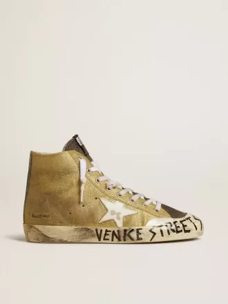 Francy LAB da donna in glitter dorato con stella in pelle bianca