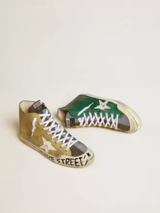 Francy LAB da uomo in glitter dorato con stella in pelle bianca