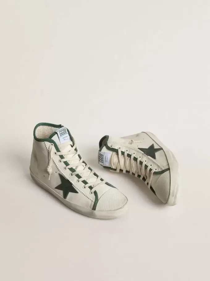 Francy LTD da uomo in nappa bianca con stella in gomma verde Francy LTD da uomo in nappa bianca con stella in gomma verde