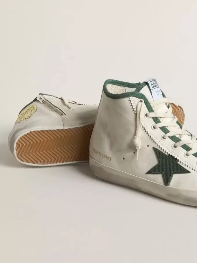 Francy LTD da uomo in nappa bianca con stella in gomma verde Francy LTD da uomo in nappa bianca con stella in gomma verde