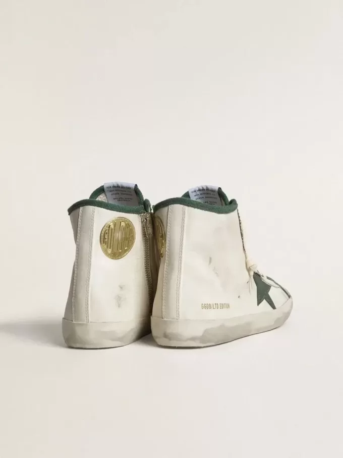 Francy LTD da uomo in nappa bianca con stella in gomma verde Francy LTD da uomo in nappa bianca con stella in gomma verde