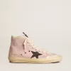 Francy Penstar da donna in pelle scamosciata rosa con stella glitterata grigia Francy Penstar da donna in pelle scamosciata rosa con stella glitterata grigia
