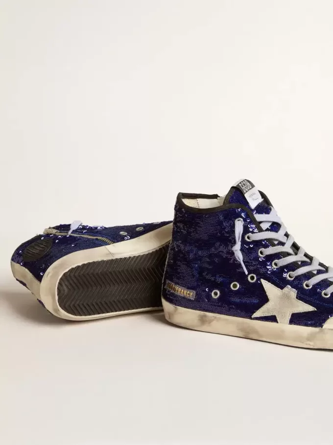 Francy Penstar da uomo in paillettes blu con stella in pelle scamosciata grigio ghiaccio Francy Penstar da uomo in paillettes blu con stella in pelle scamosciata grigio ghiaccio