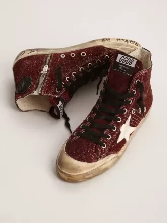 Francy Penstar in glitter bordeaux con stella in pelle bianca Francy Penstar in glitter bordeaux con stella in pelle bianca