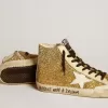 Francy Penstar in glitter oro con stella in pelle bianca Francy Penstar in glitter oro con stella in pelle bianca