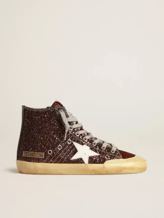 Francy Penstar in marrone glitterato con stella in pelle bianca