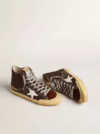 Francy Penstar in marrone glitterato con stella in pelle bianca
