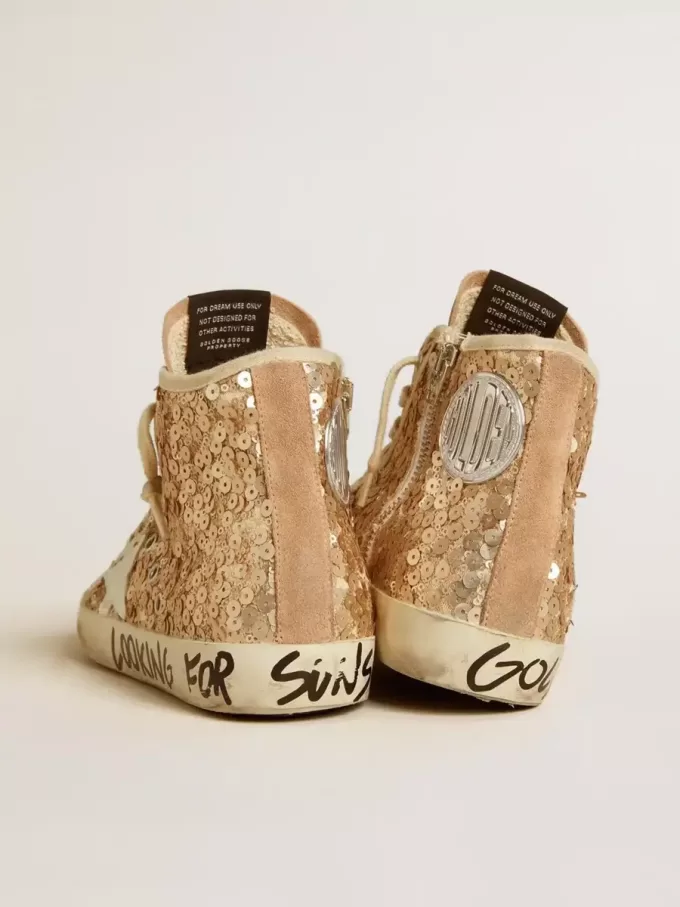 Francy Penstar in paillettes con stella in pelle e inserti in camoscio Francy Penstar in paillettes con stella in pelle e inserti in camoscio