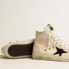 Francy Penstar in tela con stella in pelle scamosciata nera e linguetta sul tallone in pelle Francy Penstar in tela con stella in pelle scamosciata nera e linguetta sul tallone in pelle