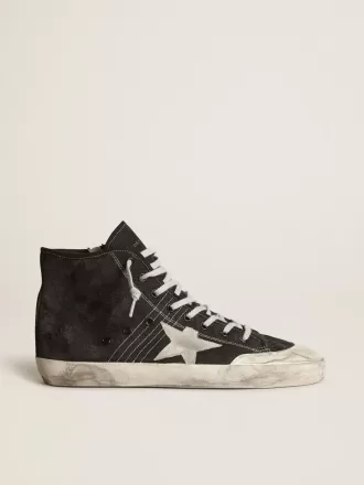 Francy Penstar in tela nera con stella in pelle scamosciata bianca e linguetta sul tallone in pelle scamosciata nera