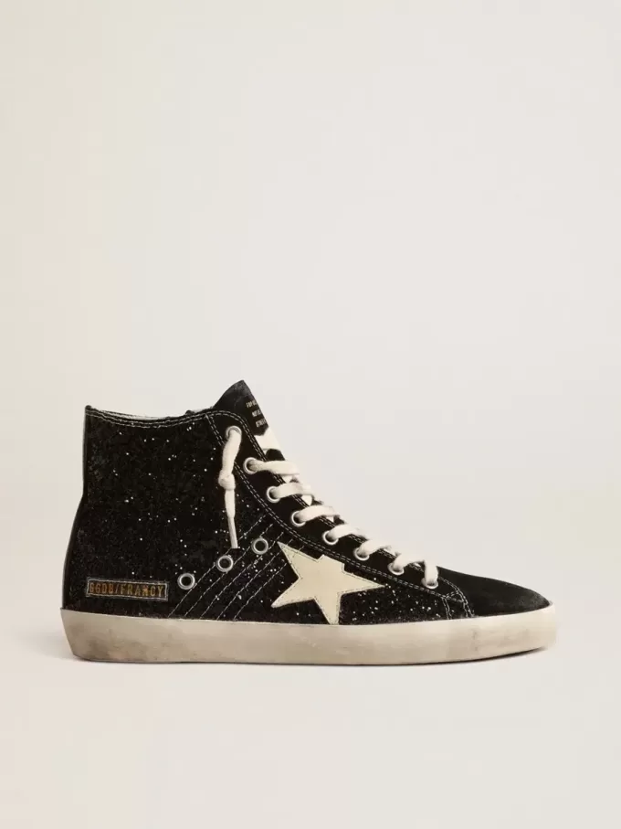 Francy Penstar LTD glitterate con stella avorio e linguetta nera sul tallone Francy Penstar LTD glitterate con stella avorio e linguetta nera sul tallone