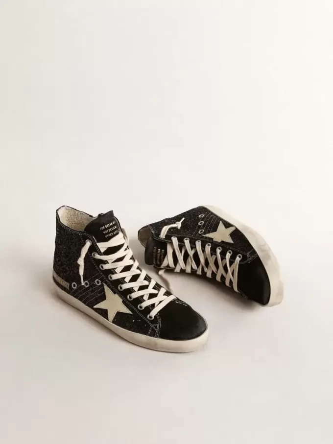 Francy Penstar LTD glitterate con stella avorio e linguetta nera sul tallone Francy Penstar LTD glitterate con stella avorio e linguetta nera sul tallone