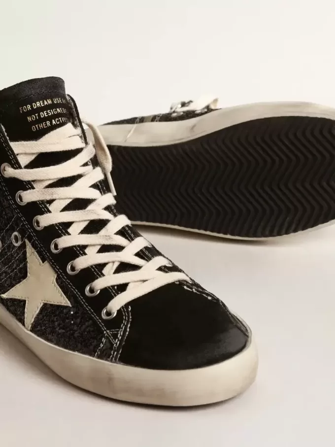 Francy Penstar LTD glitterate con stella avorio e linguetta nera sul tallone Francy Penstar LTD glitterate con stella avorio e linguetta nera sul tallone