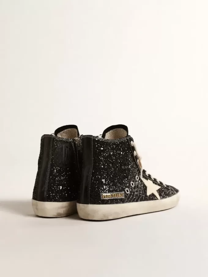 Francy Penstar LTD glitterate con stella avorio e linguetta nera sul tallone Francy Penstar LTD glitterate con stella avorio e linguetta nera sul tallone
