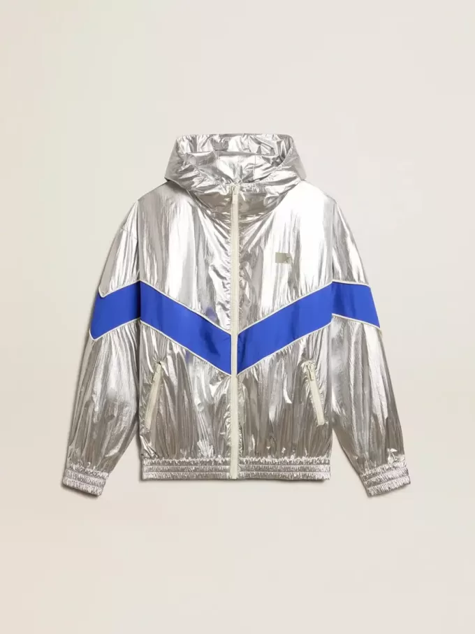 Giacca a vento da donna in tessuto tecnico argento Giacca a vento da donna in tessuto tecnico argento